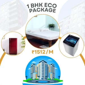 1 BHK Combo With Bed, Mattress, Fridge, Washing