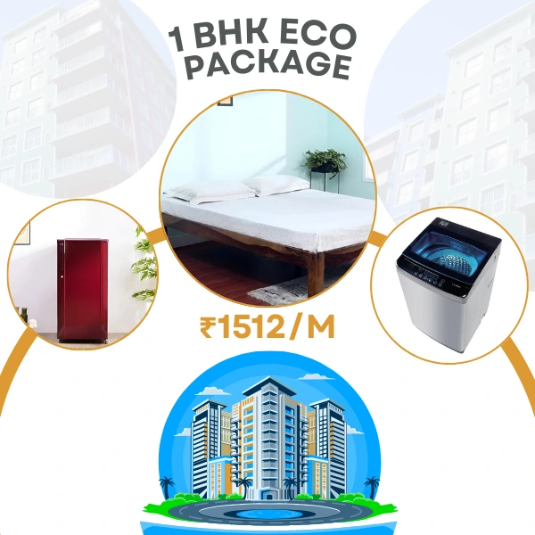 1 BHK Combo Rent Pack | Affordable & Stylish Options 1 BHK Combo With Bed, Mattress, Fridge, Washing
